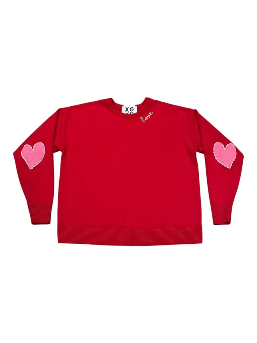 Anthropologie Kerri Rosenthal Poppy Red Ex-Boyfriend Patchwork Sweatshirt Size S